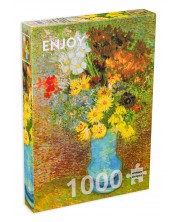 Puzzle Enjoy din 1000 de piese - Vaza cu margarete si anemone -1